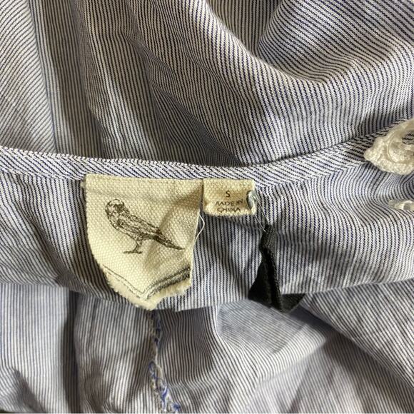 Buckle White Crow Blue Striped Lace Neck Raw Hem Tank Top Women’s Small New NWT - Picture 7 of 9